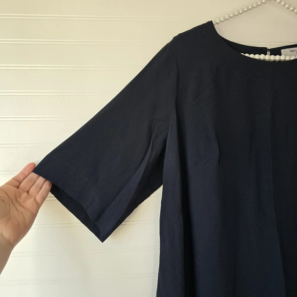MM. Lafleur Elks Silk Blend Dress Plus Size 1X Navy - Picture 3 of 11